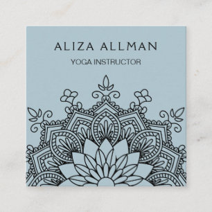 Pastel Blue Mandala Yoga Instructor Square Business Card