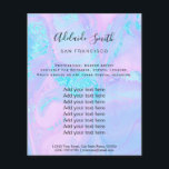 pastel blue marble and faux glitter flyer<br><div class="desc">beauty salon professional makeup artist flyer</div>