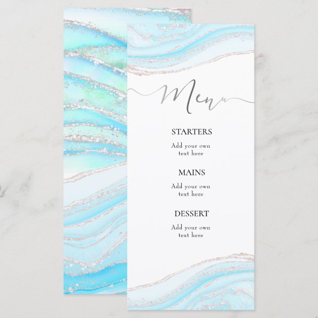 pastel blue marble  Menu (Front/Back)
