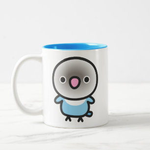 Pastel blue masked lovebird Two-Tone coffee mug