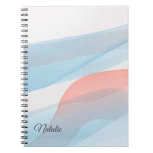 Pastel blue  minimal name Spiral Photo Notebook