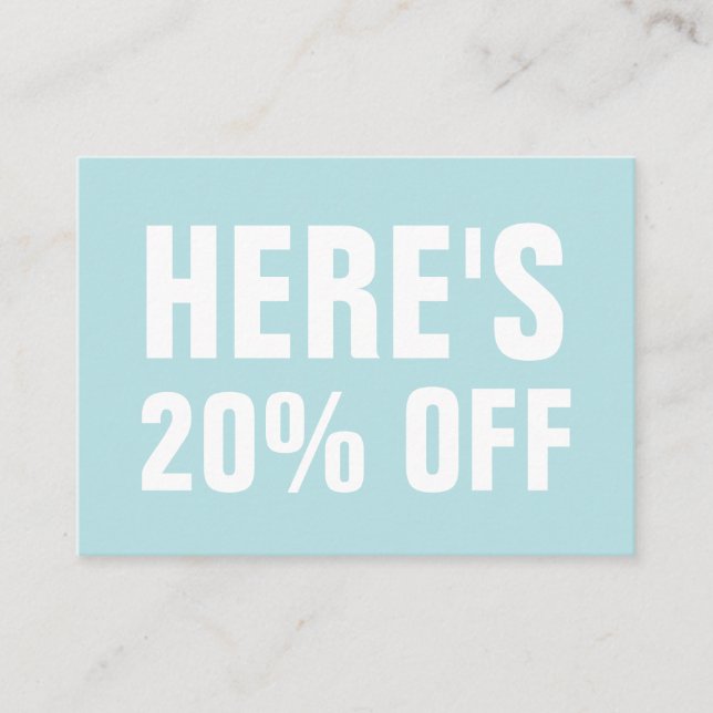 Pastel blue minimalist trendy simple discount card (Front)