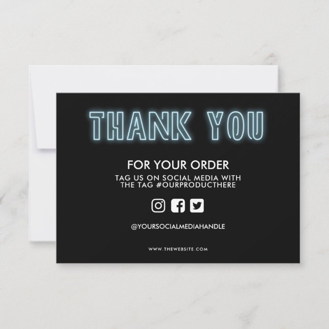 Pastel Blue Neon Sign Thank you Media Insert (Front)