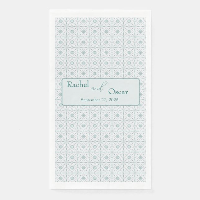 Pastel blue pattern wedding  napkin (Front)