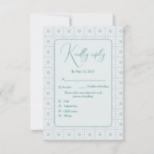 Pastel. blue pattern wedding Responce Card