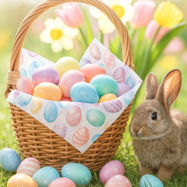 Pastel Blue Pink Easter Egg Pattern  Tissue Paper (Pastel Easter egg tissue paper for baskets, crafts & spring gifts bright, cheerful, and festive!)