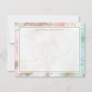 Pastel Blue Pink Gold Abstract Stardust Card