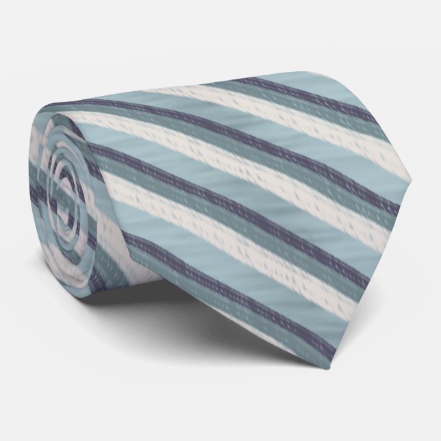 Pastel Blue Pink Magenta Textured Striped Pattern  Tie (Rolled)
