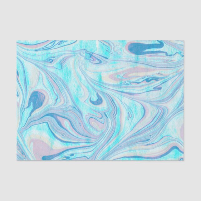 Pastel Blue & Pink Marble Swirls Tissue Paper (Front)