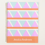 Pastel Blue Pink Orange Geometric Art Personalized Planner<br><div class="desc">A fun throwback to the 80s colour palette of bright aqua blue,  pink,  and orange in a pattern of triangle shapes and lines,  personalized with your name.</div>