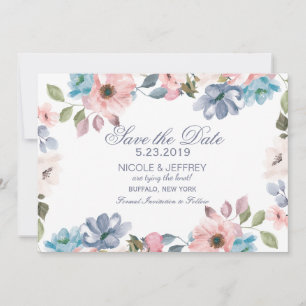 Pastel Blue Pink Purple Wedding Save the Date