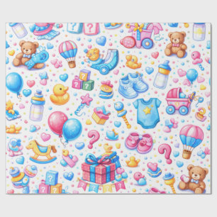 Pastel Blue Pink Toys Wrapping Paper