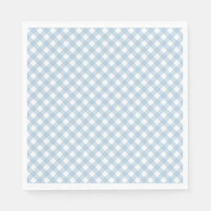 pastel blue plaid first birthday napkins