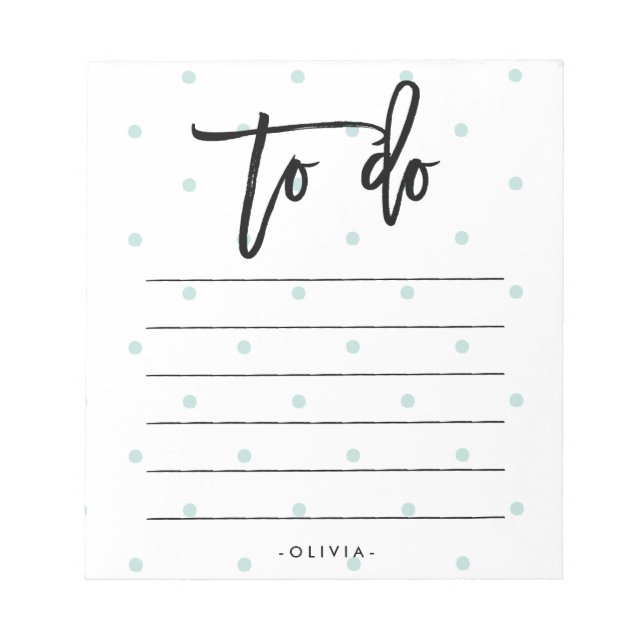 Pastel Blue Polka Dots and Typography To Do List Notepad (Front)