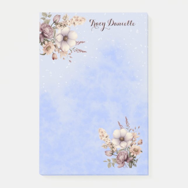 Pastel Blue Pretty Floral Custom Notes (Front)