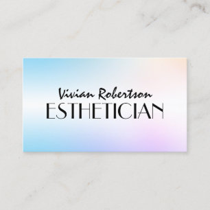 Pastel blue purple faux metallic esthetician business card