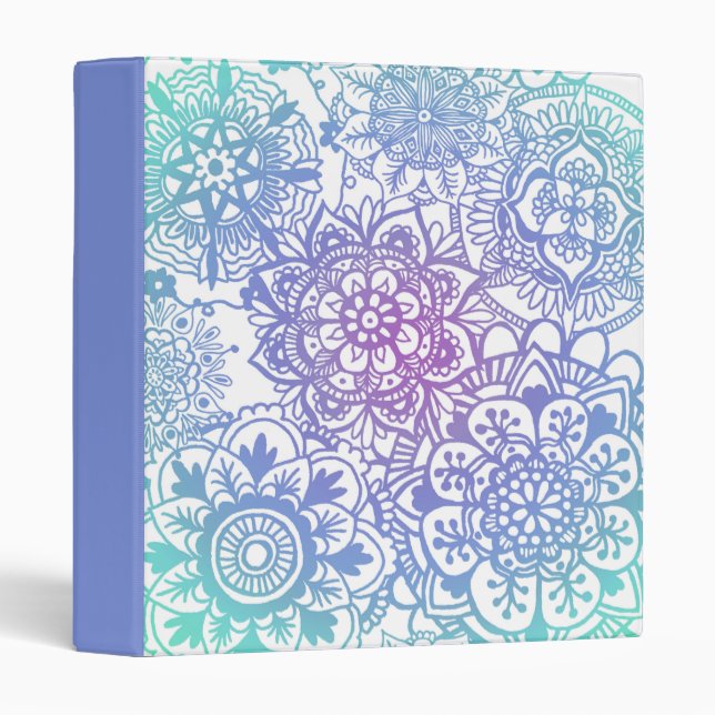 Pastel Blue Purple Mandala Pattern Binder (Front/Spine)