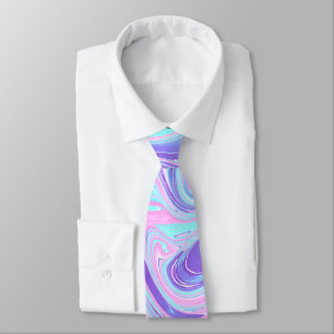 Pastel Blue & Purple Marble Liquid Texture Tie