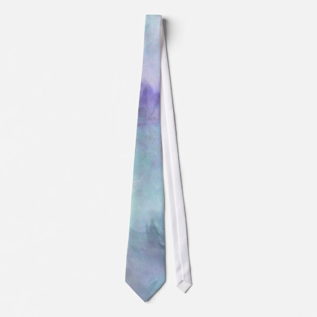 Pastel Blue Purple Watercolor Background Tie (Front)