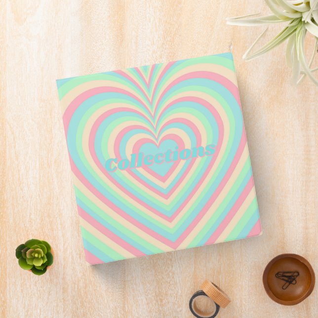 Pastel Blue Rainbow Hypnotic Heart Love Pattern Binder (In Situ)