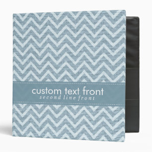 Pastel Blue Retro Chevron Pattern Linen Texture Binder