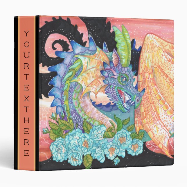 Pastel Blue Rose Dragon  Binder (Front/Spine)