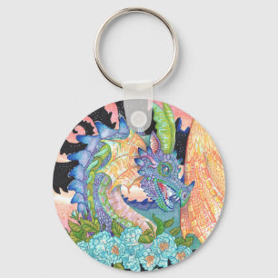 Pastel Blue Rose Dragon  Keychain