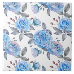 Pastel blue roses tile