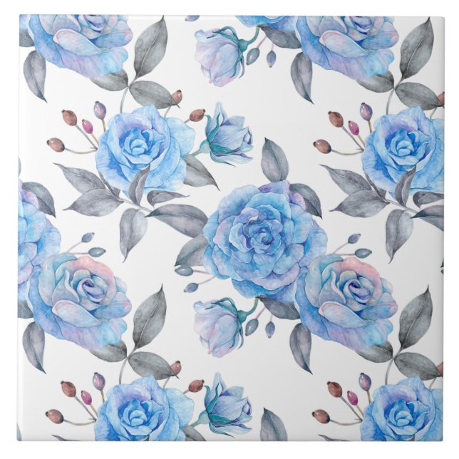Pastel blue roses tile (Front)