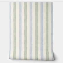 Pastel Blue Sage Green Stripe Boho Farmhouse