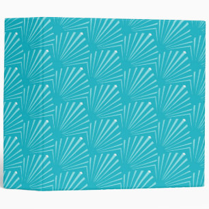 Pastel Blue Seashell Silhouette Diagonal Lines Art Binder