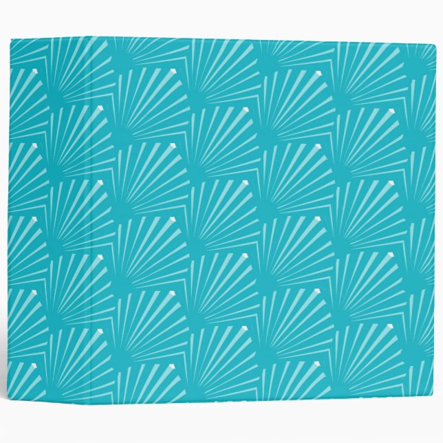 Pastel Blue Seashell Silhouette Diagonal Lines Art Binder (Front/Spine)