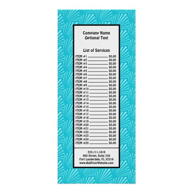 Pastel Blue Seashell Silhouette Diagonal Lines Art Rack Card (Front)