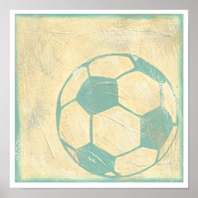 Pastel Blue Soccer Ball by Chariklia Zarris Poster (Front)