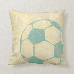 Pastel Blue Soccer Ball by Chariklia Zarris Throw Pillow