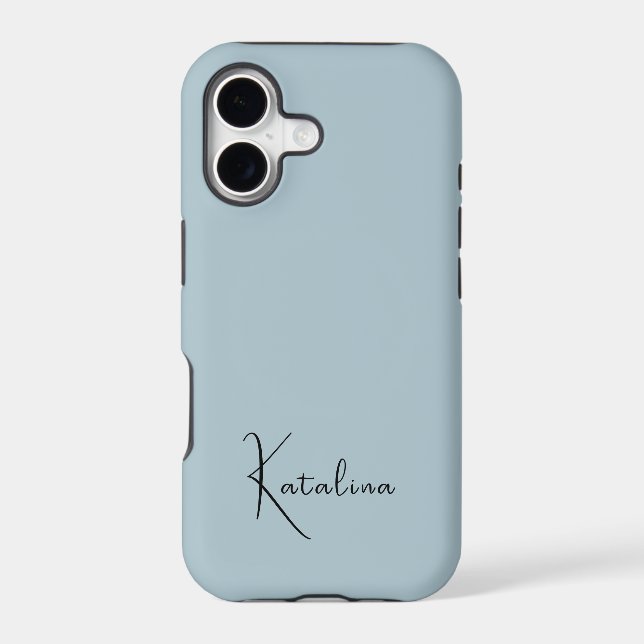 Pastel Blue Solid Colour | Minimalist Personalize (Back)