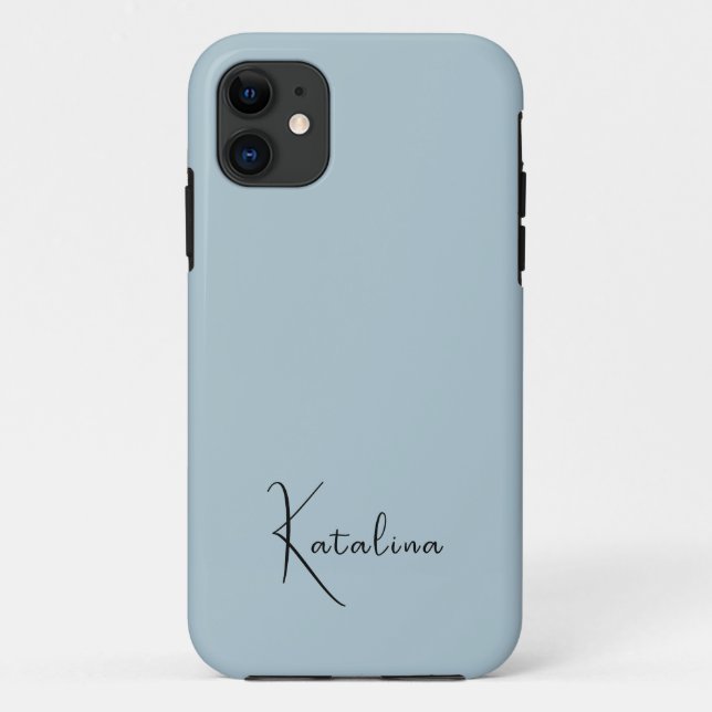 Pastel Blue Solid Colour | Minimalist Personalize Case-Mate iPhone Case (Back)
