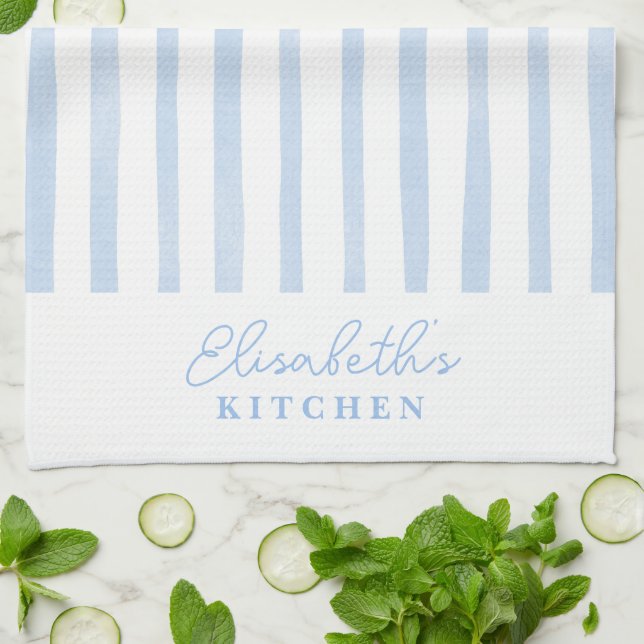 Pastel Blue Stripes Kitchen Towel (Folded)