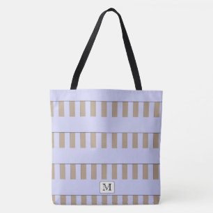 Pastel Blue Stripes on any Colour Custom monogram Tote Bag