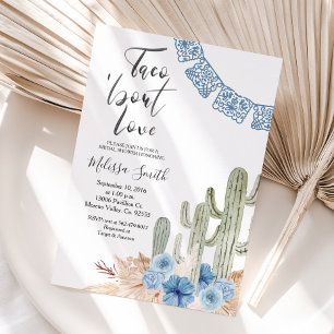 Pastel Blue Taco 'bout Love Bridal Shower Floral Invitation