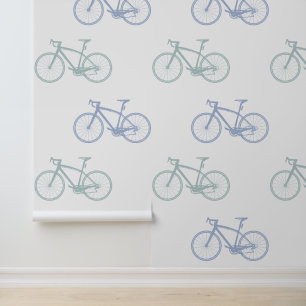 Pastel Blue Teal And White Elegant Vintage Bicycle Wallpaper