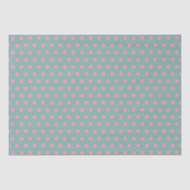 Pastel Blue Teal Pink Polka Dots  Tissue Paper (Front)