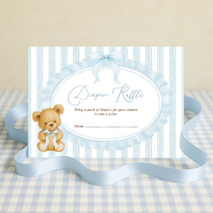 Pastel Blue Teddy Bear Diaper Raffle Baby Boy Enclosure Card