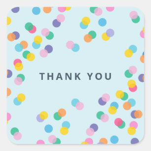 Pastel Blue Thank You Colorful Confetti Polka Dots Square Sticker