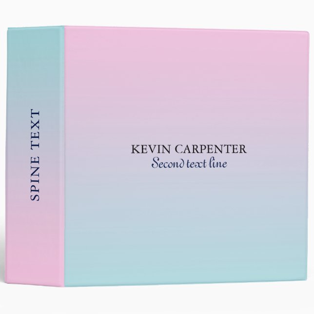 Pastel blue to pink simple ombre binder (Front/Spine)