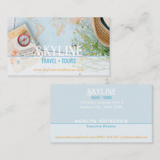 Pastel Blue Travel Agency Business Card