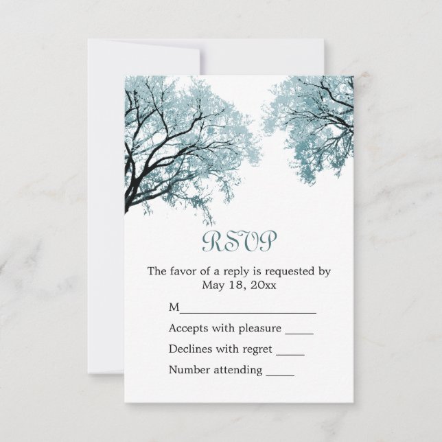 Pastel Blue Trees - RSVP Card (Front)