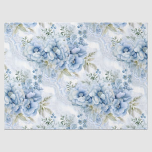 Pastel Blue Victorian Florals & Lace Decoupage   Tissue Paper