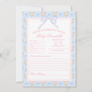 Pastel Blue Vintage Fancy Floral Baby Advice Card
