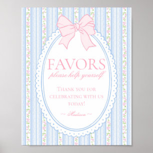 Pastel Blue Vintage Fancy Floral Favors Sign